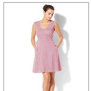 Pink print fit & flare dress